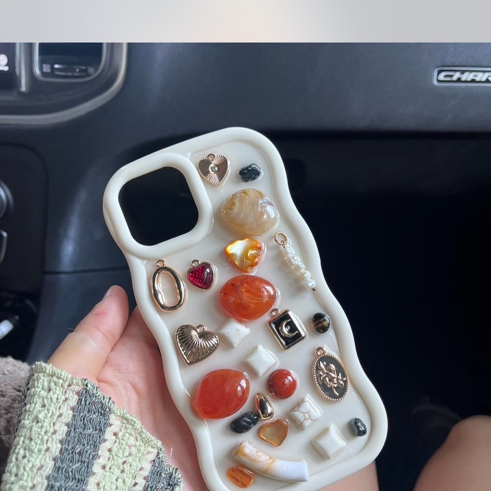 Decorative White and Gold iPhone 13 Case
